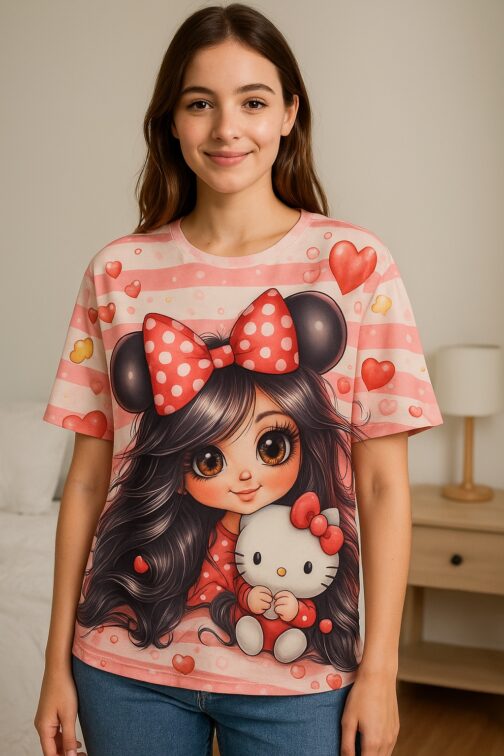 Camiseta Minnie con Hello Kitty