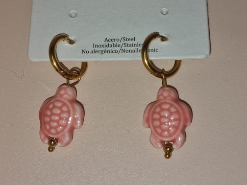 Pendientes tortuga rosa