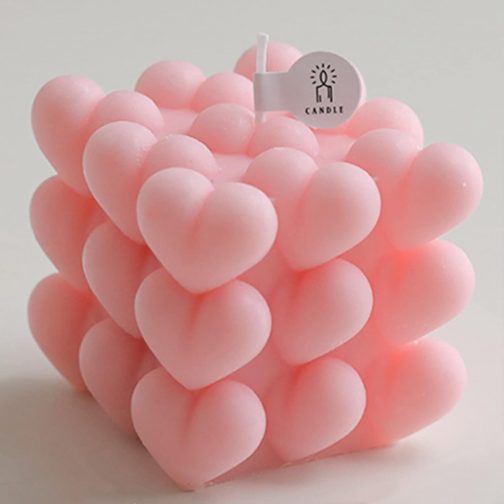 Vela cubo corazones