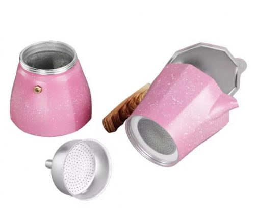 Cafetera italiana rosa marmolada - Imagen 3