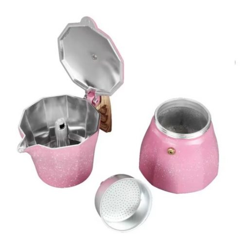 Cafetera italiana rosa marmolada - Imagen 4