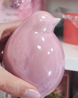 Pájaro decorativo cerámica rosa