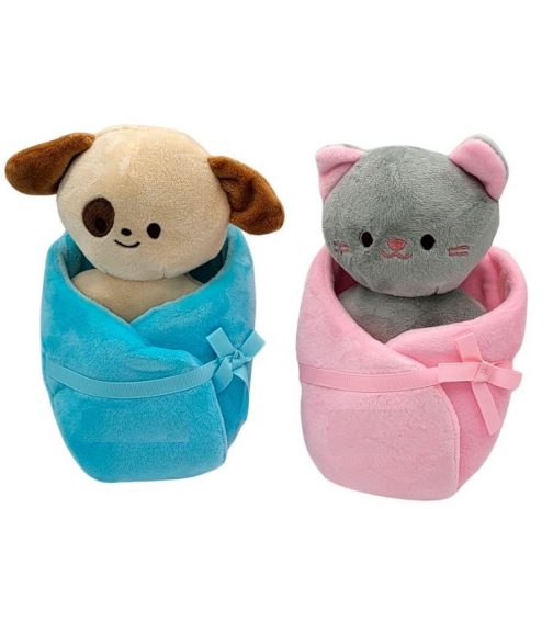 Peluches Gato o Perro con manta