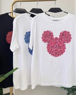 Camiseta Mickey rosas