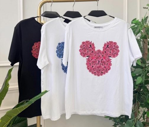 Camiseta Mickey rosas