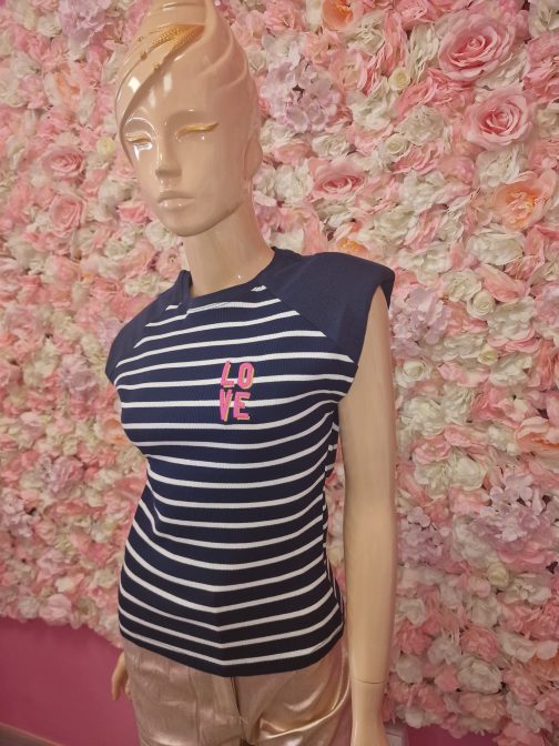 Camiseta rayas azul marino Love - Image 2