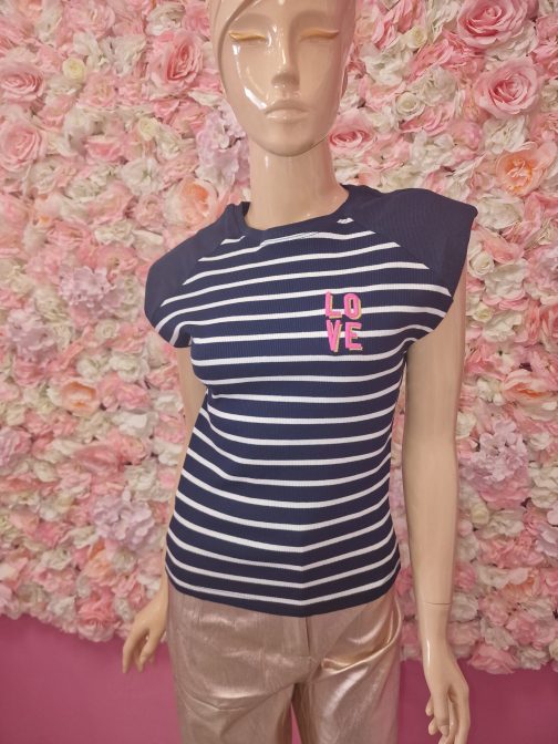 Camiseta rayas azul marino Love - Image 3