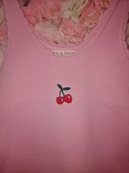 Crop top canalé cerezas - Imagen 3