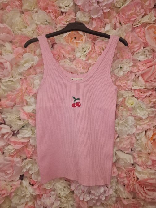 Crop top canalé cerezas