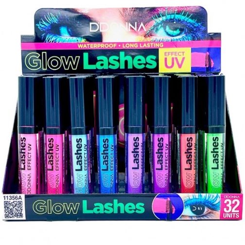 Máscara de pestañas glow efecto UV neón