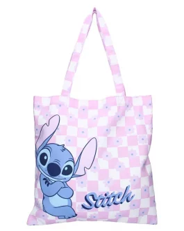 Totebag Stitch cuadros rosas