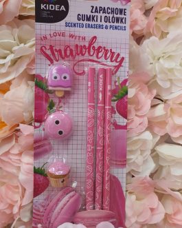 Set lápices y gomas rosas con olor