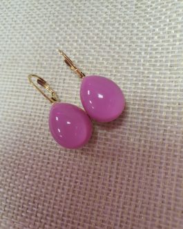 Pendientes aro gota rosa