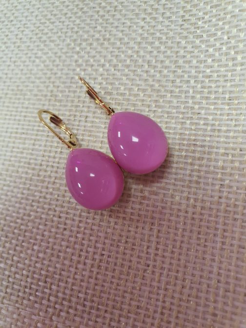 Pendientes aro gota rosa