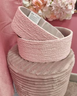 Cesta mimbre rosa ovaladas