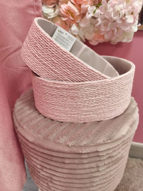Cesta mimbre rosa ovaladas - Imagen 2