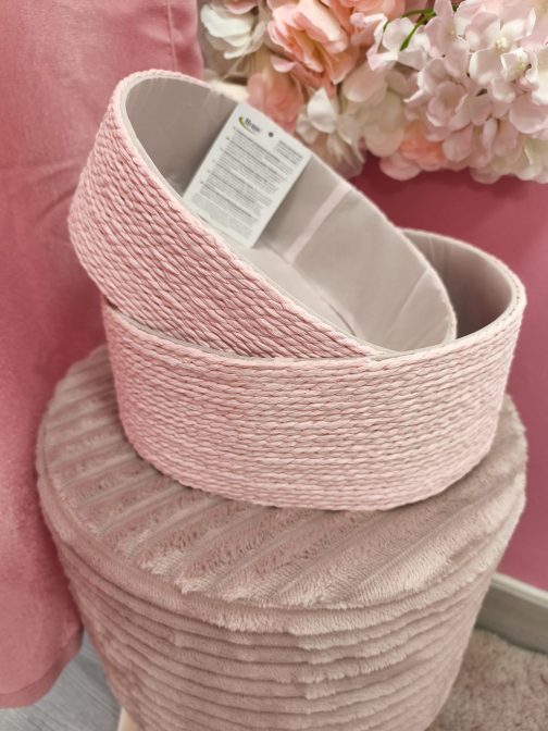 Cesta mimbre rosa ovaladas