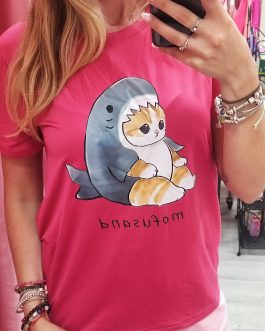 Camiseta mofusand tiburón rosa