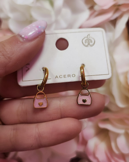 Pendientes Bolso rosa