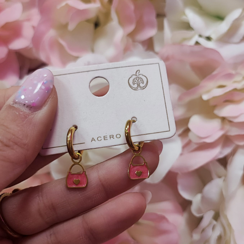 Pendientes Bolso rosa - Imagen 2