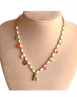 Collar oso con perlas