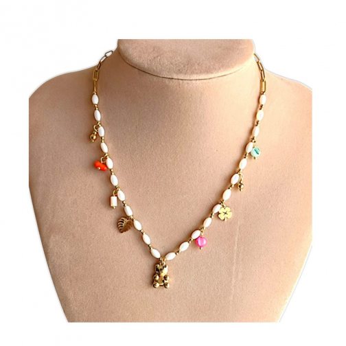 Collar oso con perlas