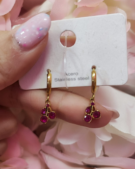 Pendientes cerezas rosas
