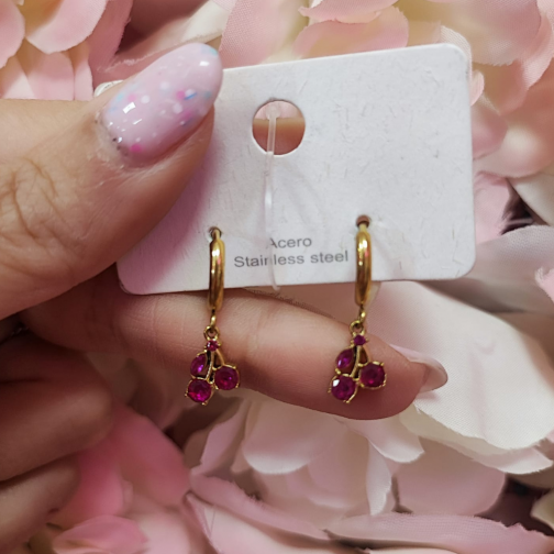 Pendientes cerezas rosas