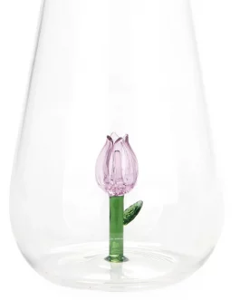Botella cristal tulipán rosa