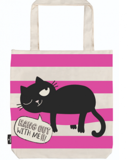 Totebag Gato con rayas rosas