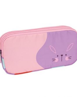 Estuche triple Milan conejo lila y rosa