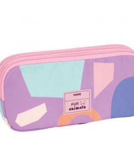 Estuche triple Milan conejo lila y rosa