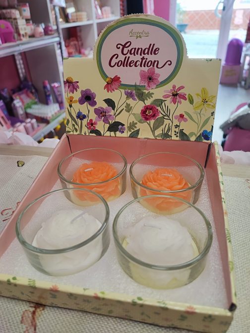 Vela flor en vasito de cristal
