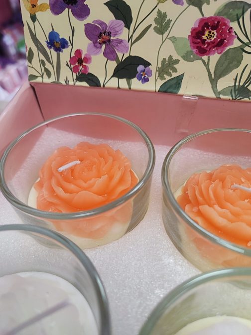 Vela flor en vasito de cristal - Imagen 3