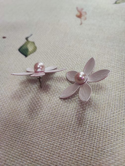 Pendientes flores con perla - Imagen 2