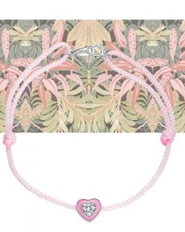 Tobillera plata corazón rosa