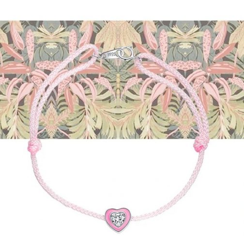 Tobillera plata corazón rosa - Imagen 2