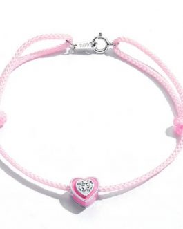 Tobillera plata corazón rosa