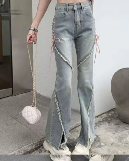 Vaqueros cordones rosas
