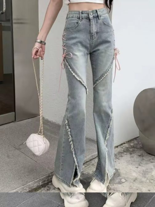 Vaqueros cordones rosas - Imagen 2