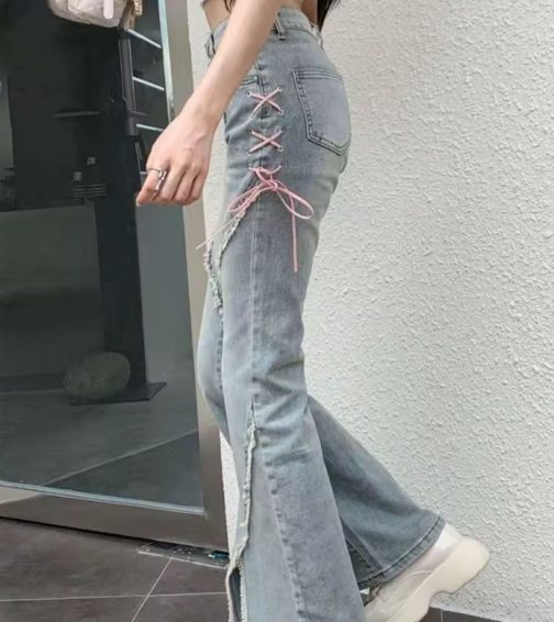 Vaqueros cordones rosas - Imagen 3