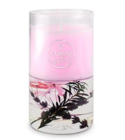 Vela Ámbar lavanda con flores - Imagen 2