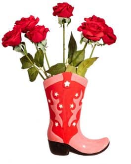 Florero bota rosa