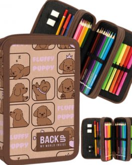 Estuche triple con accesorios perritos