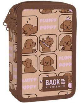 Estuche triple con accesorios perritos