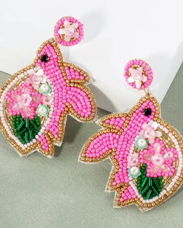 Pendientes tortuga con cuentas rosas