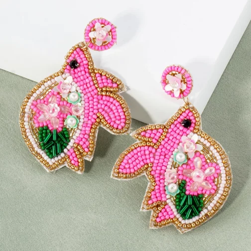 Pendientes tortuga con cuentas rosas