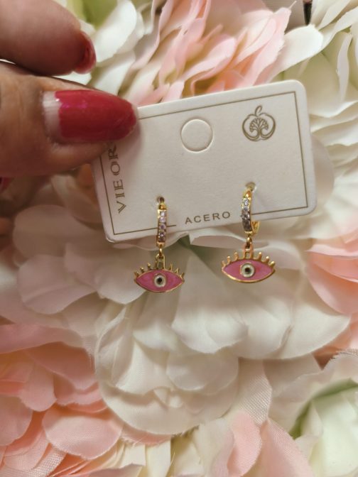 Pendientes ojos rosas - Imagen 2