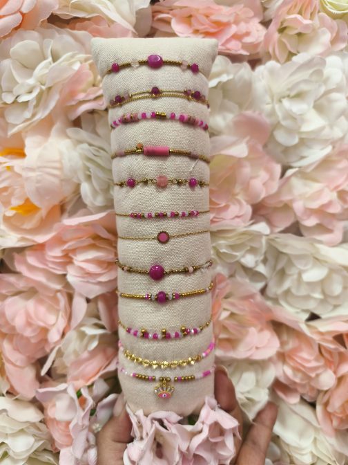 Pulseras acero doradas y rosas