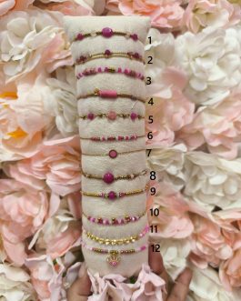 Pulseras acero doradas y rosas